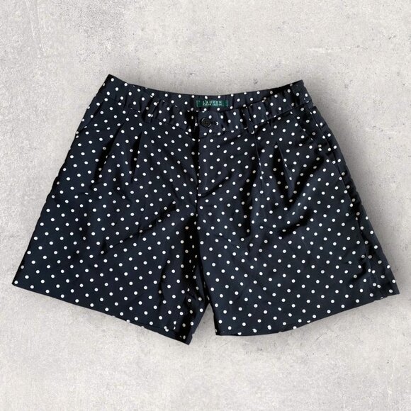 Lauren Ralph Lauren Pants - LAUREN Ralph Lauren Black Polka Dot Pleated Front Shorts w Pockets Women's Sz 4
